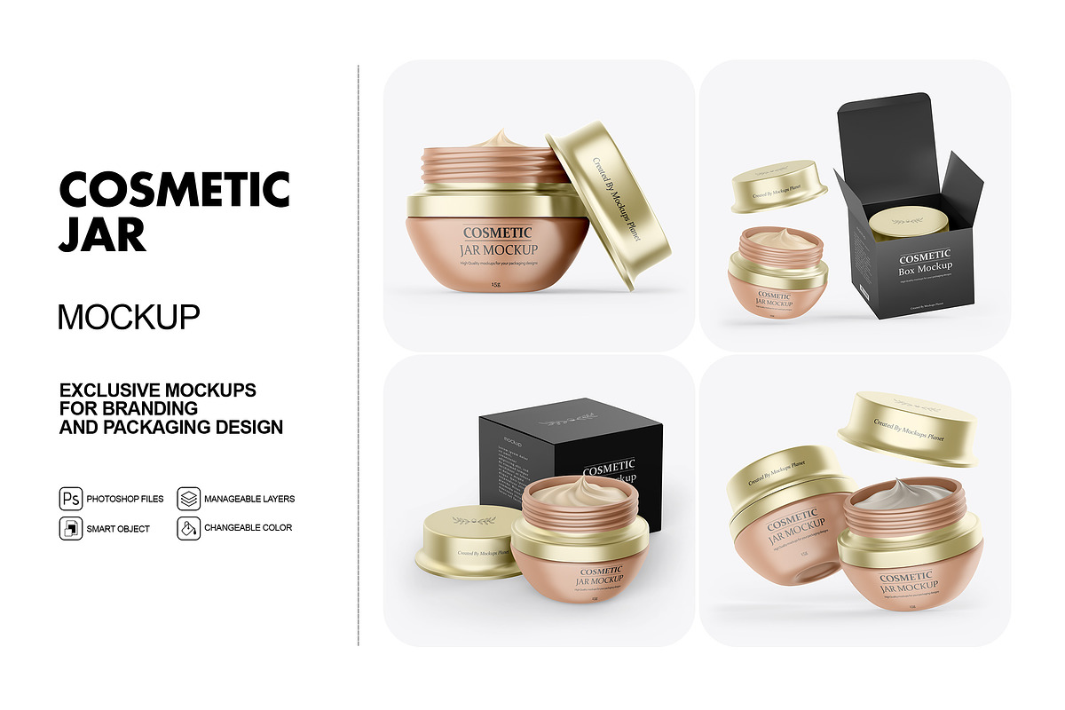 15g Cosmetic Jar with Cream Mockups, a Packaging Mockup by Mockups Planet (Photo 1 of 5)