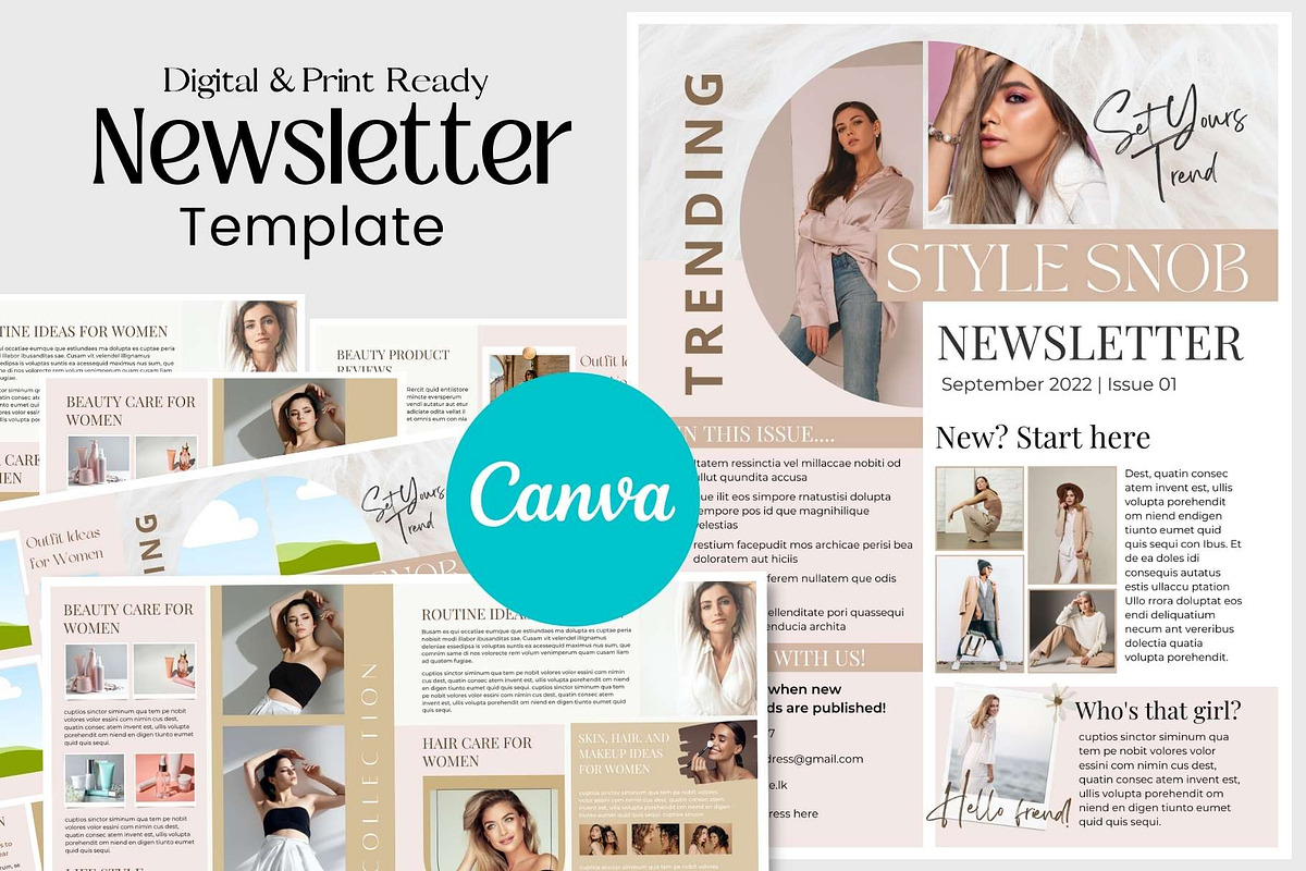 Canva Newsletter Template Fashion, an Email Template by PixelCraft (Photo 1 of 15)