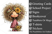 Whimsical Spring Girl Clipart Bundle, a Seasonal Illustration by Canvas Craft (Thumbnail 2 of 7)