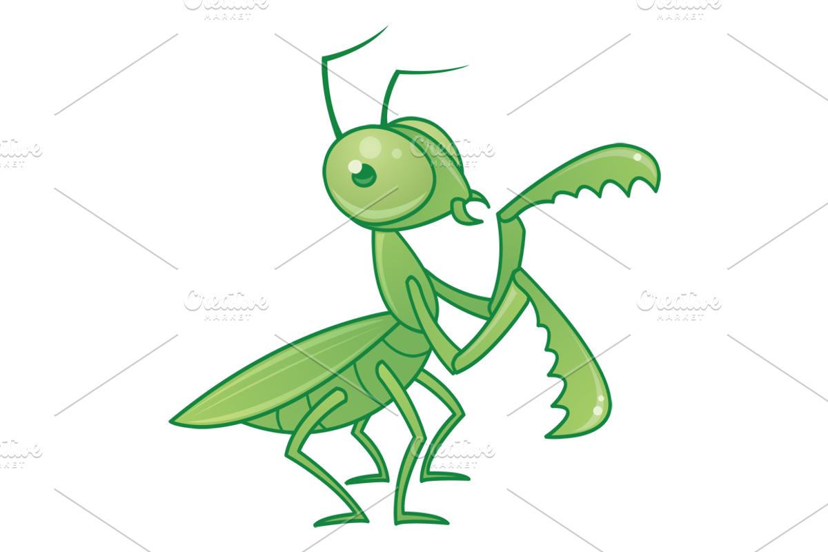 Praying Mantis Cartoon Character, an Illustration by Schwegel Illustration