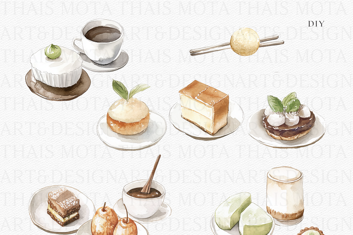 Watercolor Japanese Desserts &Coffee, a Decorative Illustration by ThaismotaCreativeCo (Photo 3 of 7)