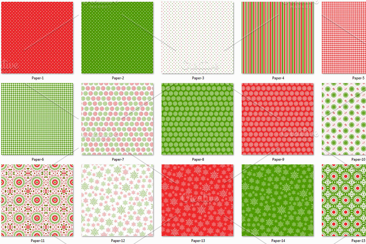 Red and Green Collection Papers 1, a Pattern Graphic by Adriana Ferrari (Photo 2 of 2)