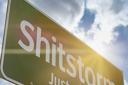 Shitstorm Just Ahead Green Road Sign