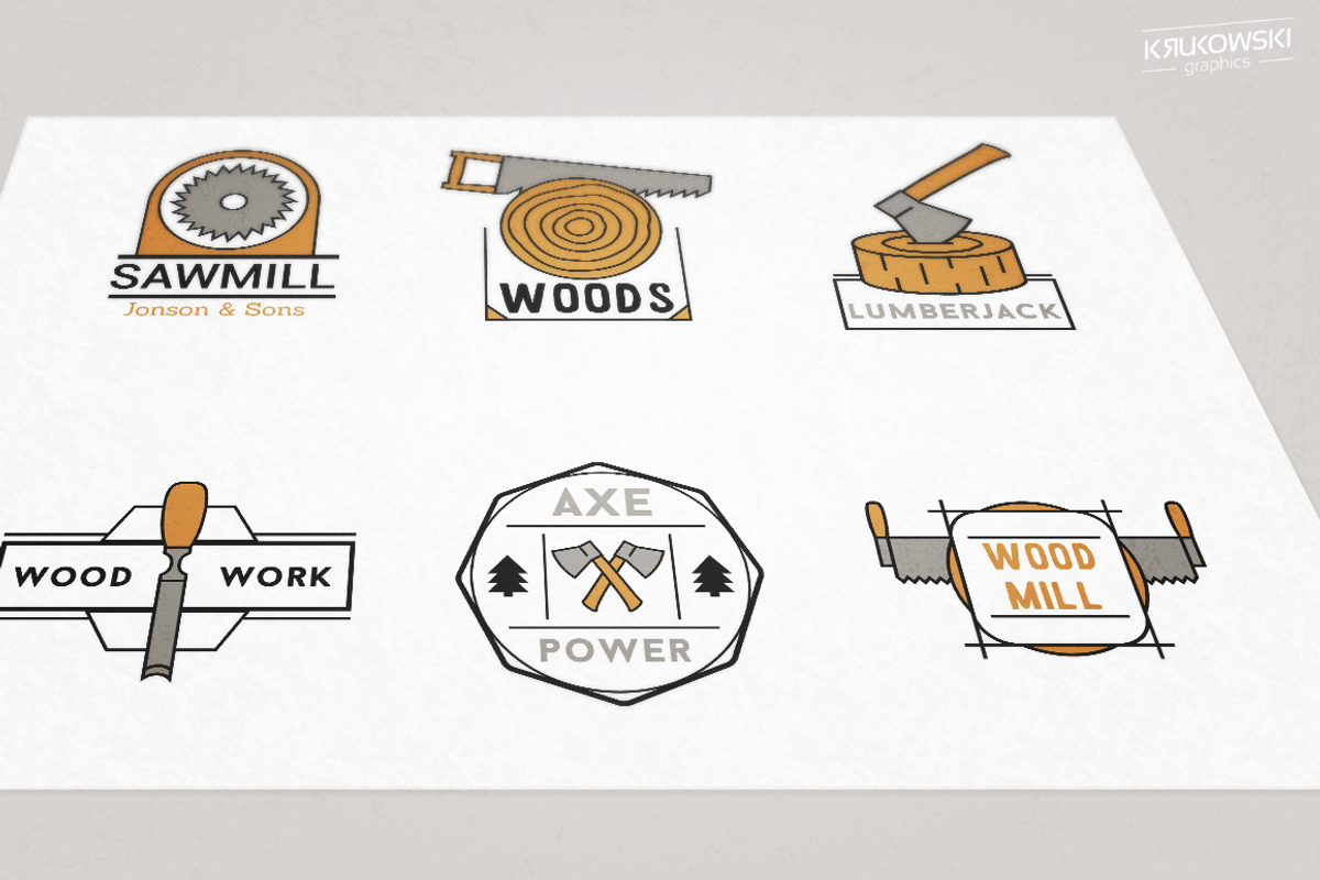 Wood Vector Badges Logo Set, a Branding & Logo Template by Krukowski Graphics (Photo 3 of 6)