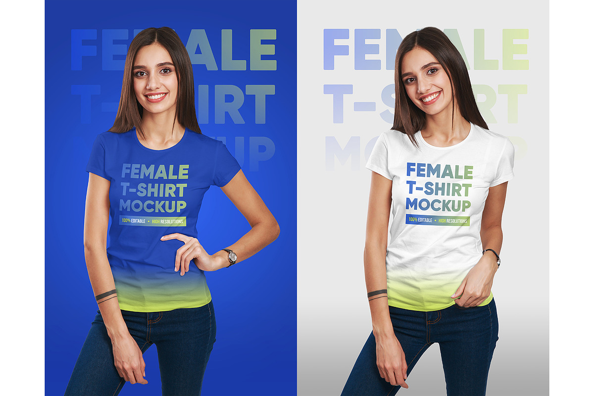 Female T-Shirt Mockups Vol 3 Part 1, a Shirt Mockup by Hi, Mock-Up! (Photo 6 of 10)