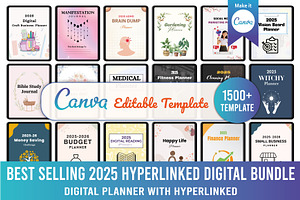 Best Selling 2025 Hyperlinked, a Stationery Template by Designmela01
