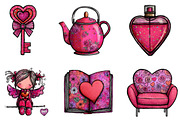 Watercolor Valentine Clipart, an Illustration by CreationArt (Thumbnail 2 of 5)