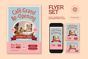 Cafe Grand Re Opening Flyer, a Flyer Template by graphicook