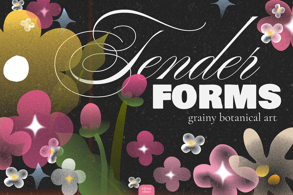 Tender Forms: Grainy Botanical Art, an Object Graphic by Elena Choo (Photo 1 of 12)