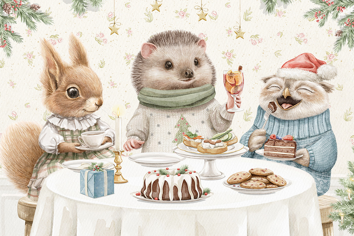 Christmas cozy party, an Animal Illustration by Mimomy (Photo 5 of 14)