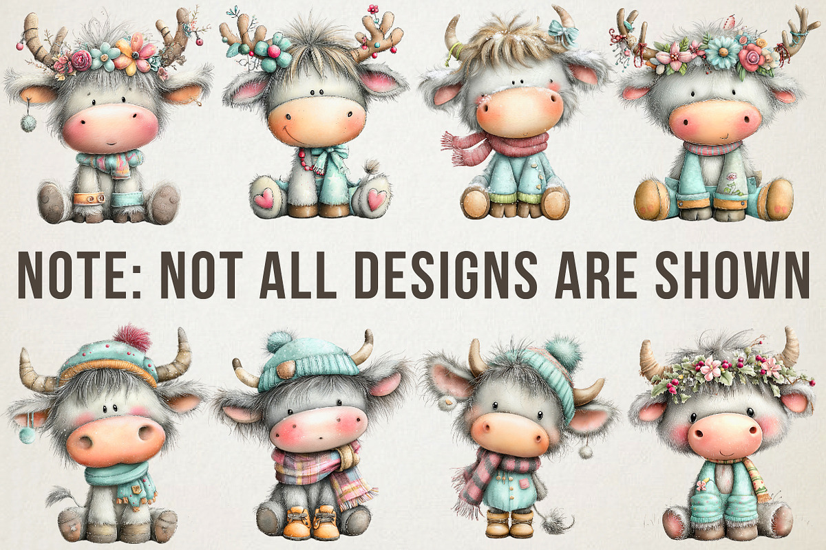 Cute & Funny Festive Highland Cow PN, an Illustration by RobertsArt (Photo 6 of 7)