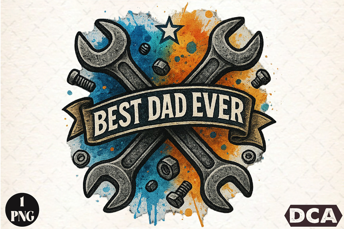 Best Dad Ever PNG, Father's Day PNG, an Illustration by DreamCafeArt (Photo 1 of 7)