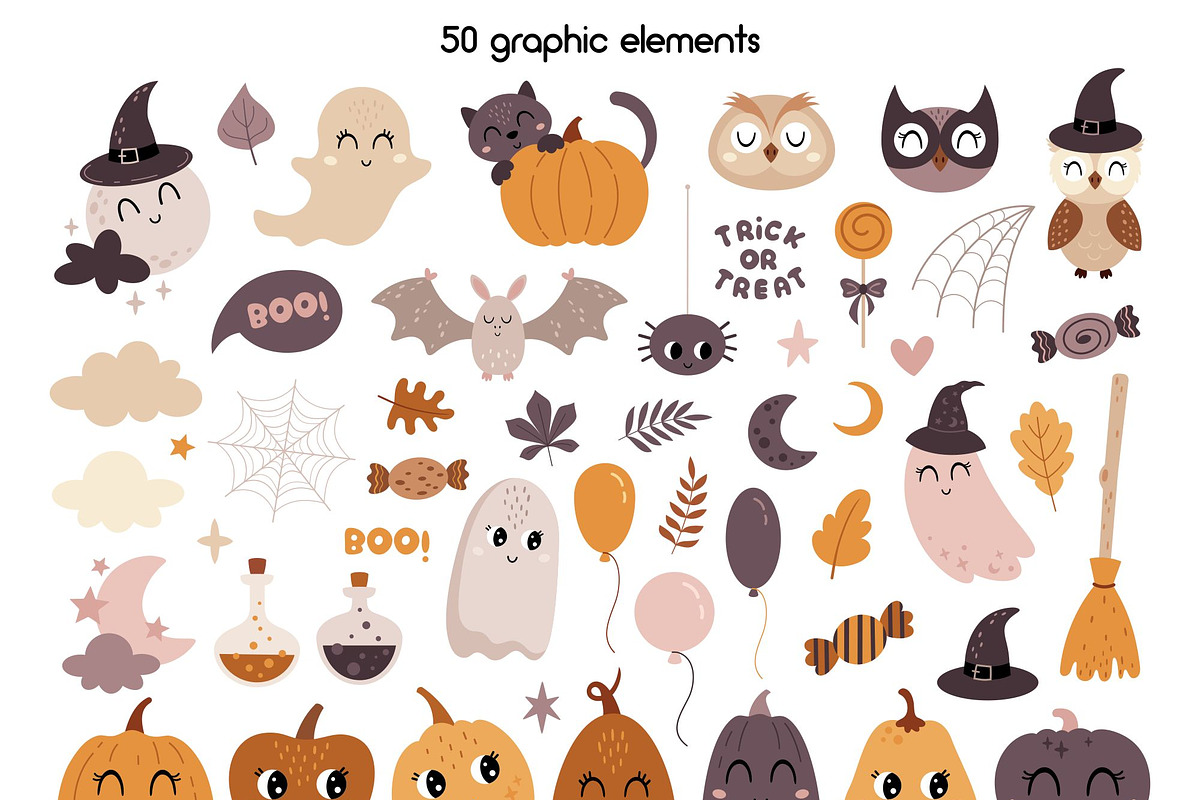 Halloween clipart & patterns, a Seasonal Illustration by JulzaArt (Photo 2 of 8)