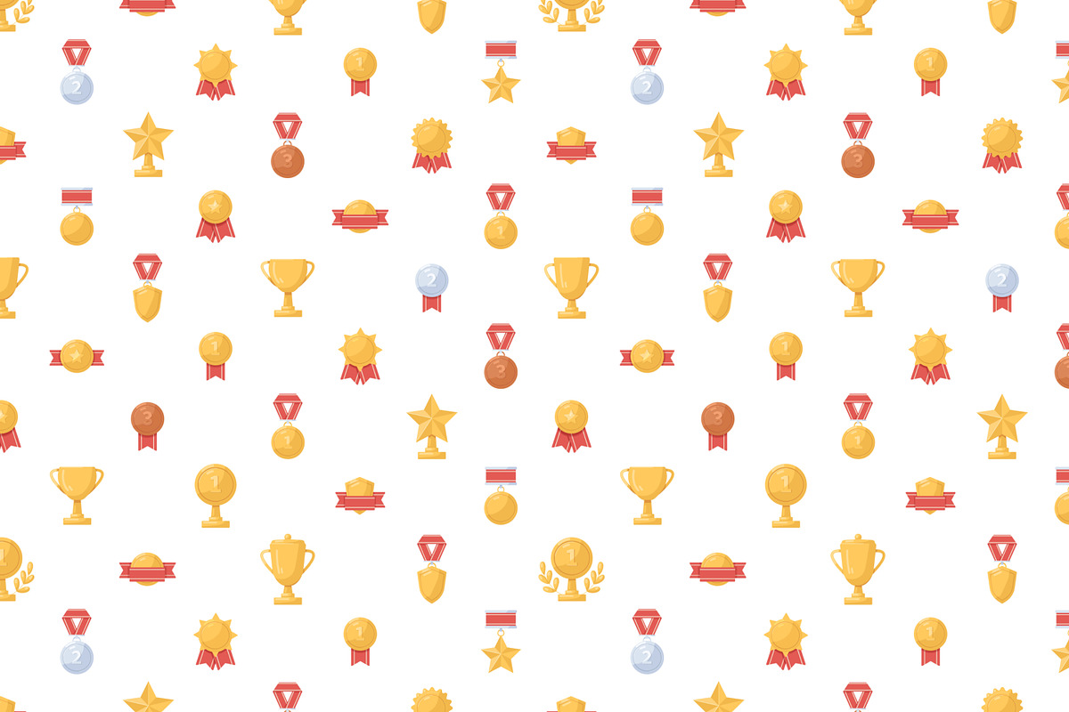Cups and medals seamless patterns, a Pattern Graphic by Good Studio (Photo 3 of 6)
