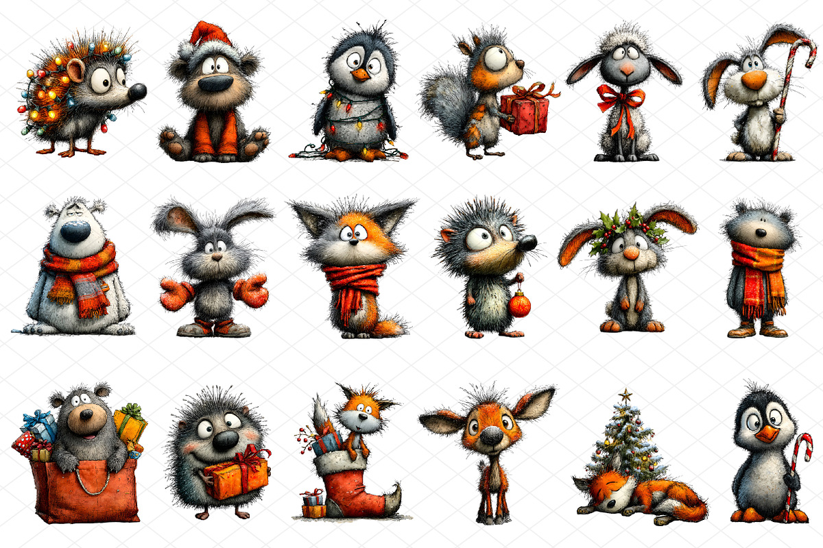 Christmas Baby Animal Clipart, an Illustration by cherrydesign (Photo 3 of 4)