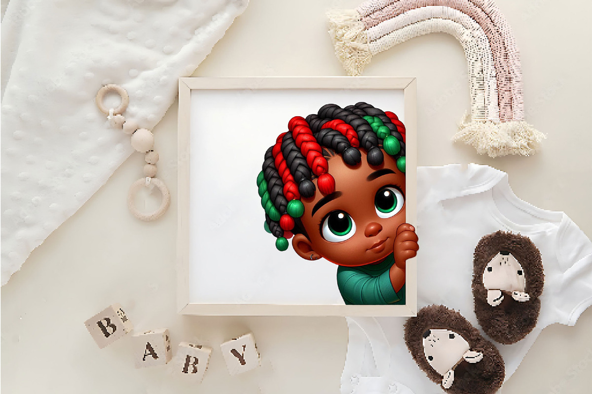 Peeking African American Little Boy, a Work Illustration by Dream Creation (Photo 4 of 5)