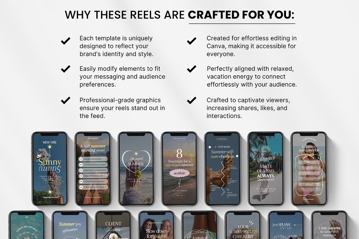 100 Summer Aesthetic Reels Templates, a Social Media Template by DigiPax (Photo 8 of 10)