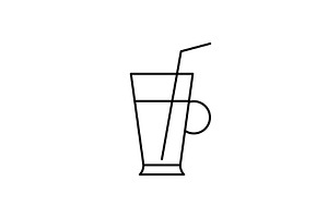 Coffee Latte In Glass Line Icon