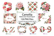 Camellia Watercolor Floral Clipart, a Decorative Illustration by ForhadGFX (Thumbnail 2 of 14)