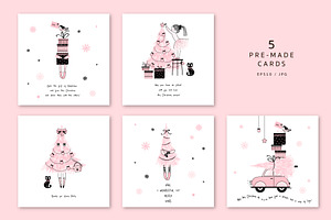 Pink Christmas Girlish Graphic Set