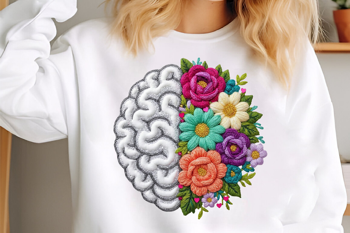 Mental Health Floral Brain Faux Yarn, an Illustration by designcity5 (Photo 1 of 9)