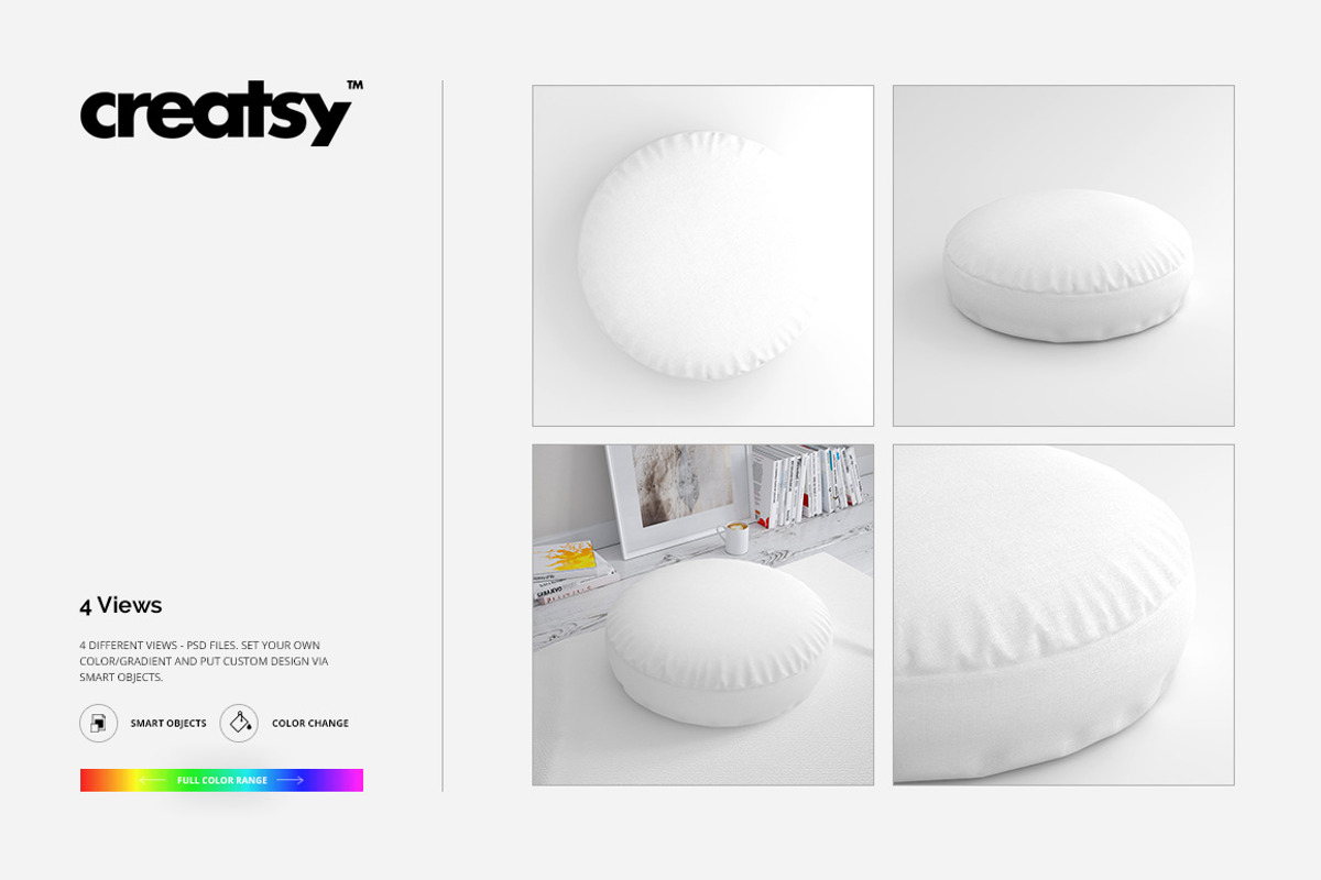 Round Cotton Pillow 2 Mockup Set, a Household Mockup by creatsy2 (Photo 6 of 7)