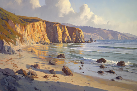 Coastal cliffs meet gentle waves at, a Photo by Iftikhar Alam
