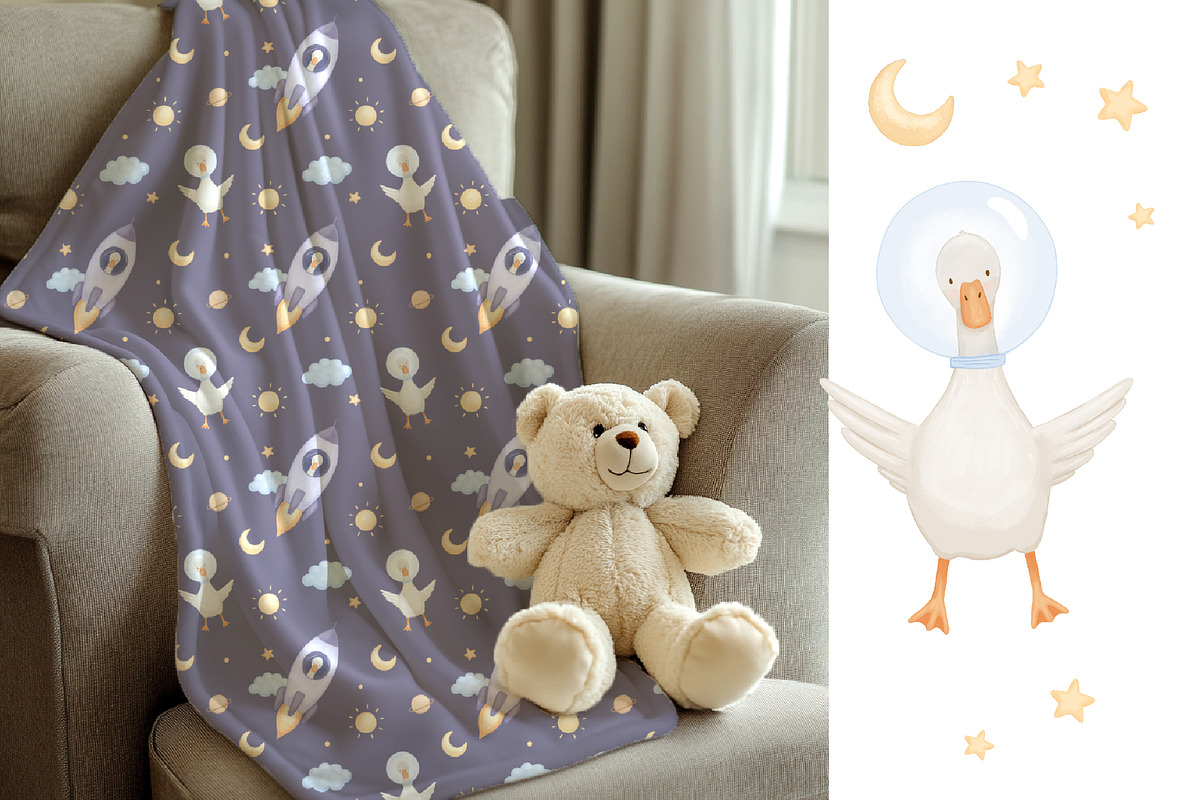 Cute goose illustrations and pattern, an Animal Illustration by ElenaPlatovaArt (Photo 5 of 20)