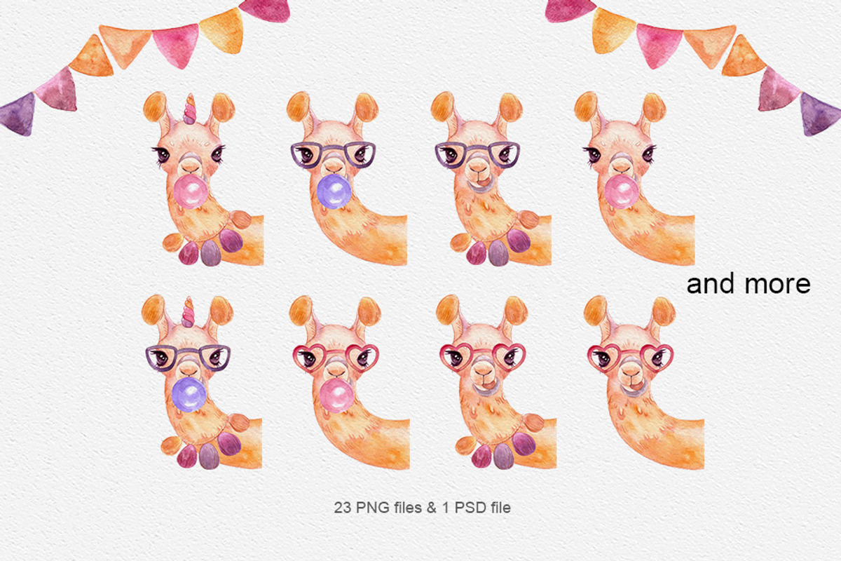 Llama peekaboo - watercolor clipart, an Animal Illustration by DigitalDream (Photo 2 of 5)