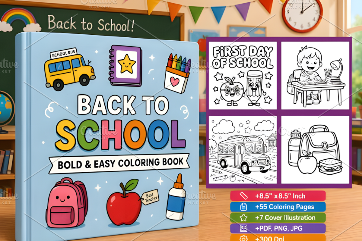 Bold & Easy Back to School Coloring, an Education Illustration by Coco Bloom (Photo 3 of 6)