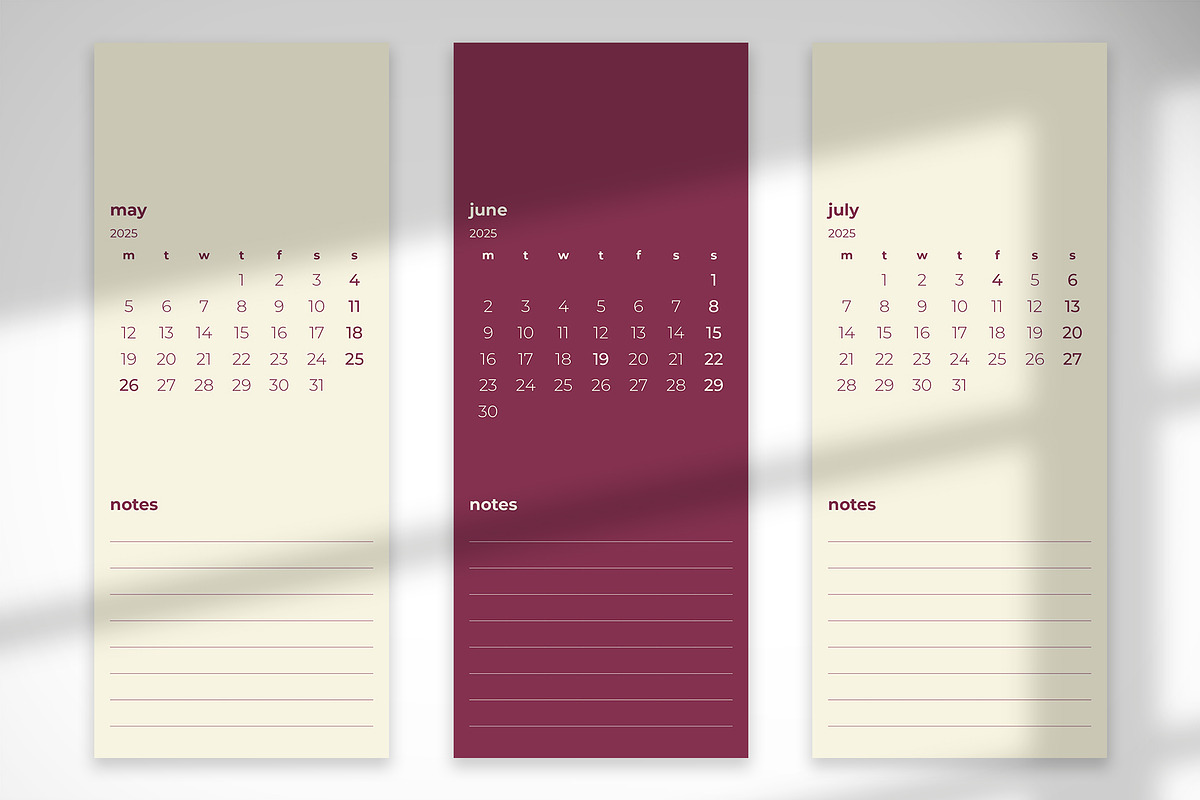 Red Plum 2025 Monthly Calendar, a Print Template by McLittle Stock (Photo 4 of 6)