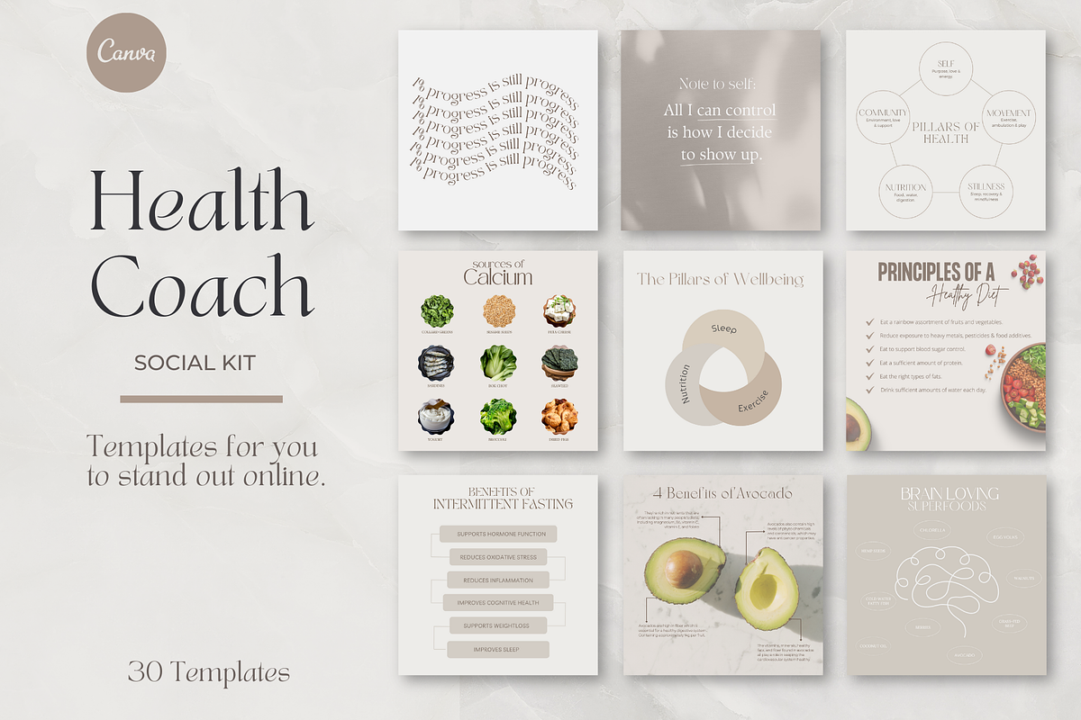 Health Coach Instagram Template, a Templates & Theme by Thrive Nutrition Studio (Photo 1 of 9)