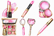 Watercolor Pink Make up Clipart, an Illustration by Libby Wishes (Thumbnail 4 of 5)