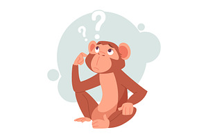 Confused cartoon monkey with