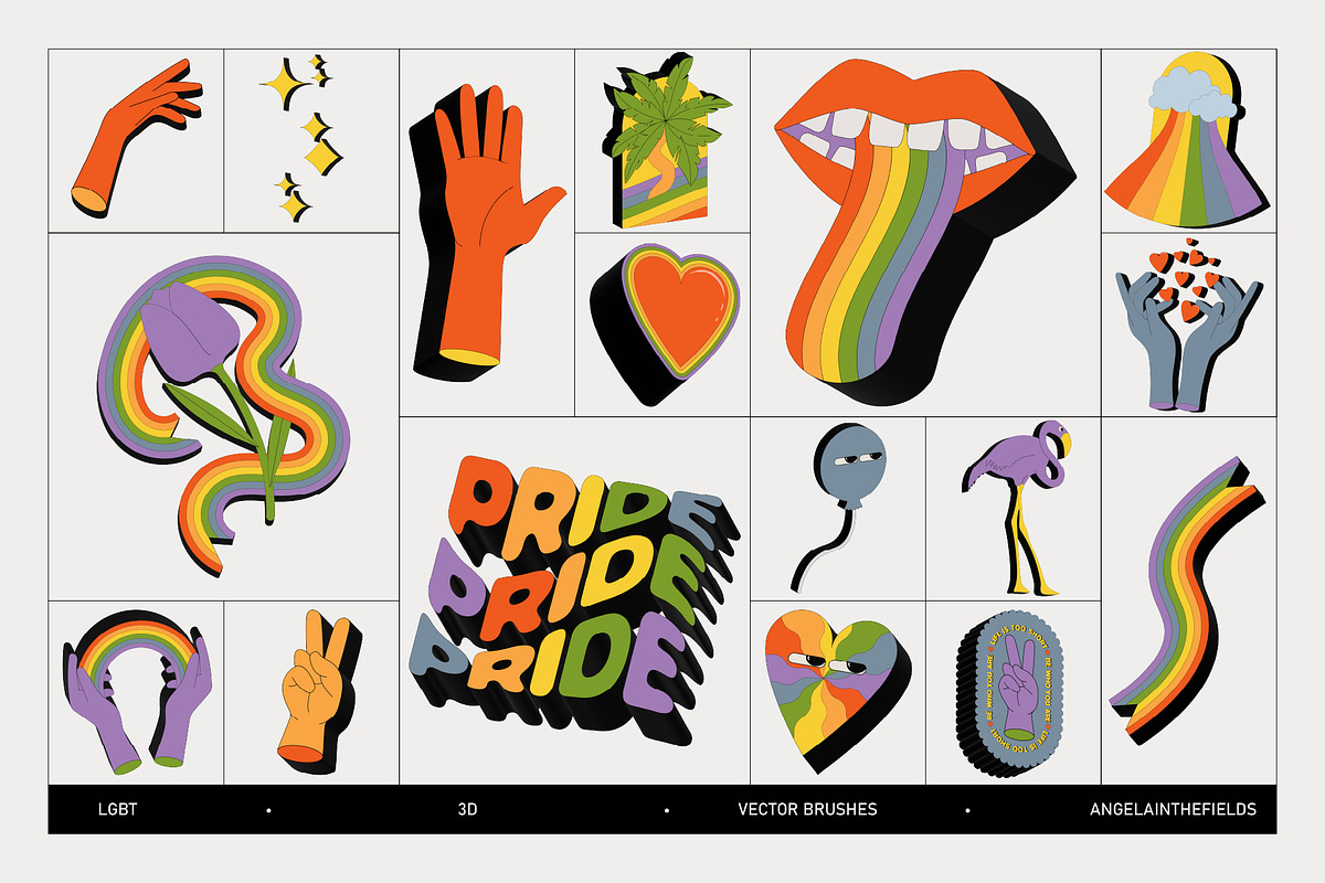 LGBT 3D Loops + Graphics, an Object Graphic by angelainthefields