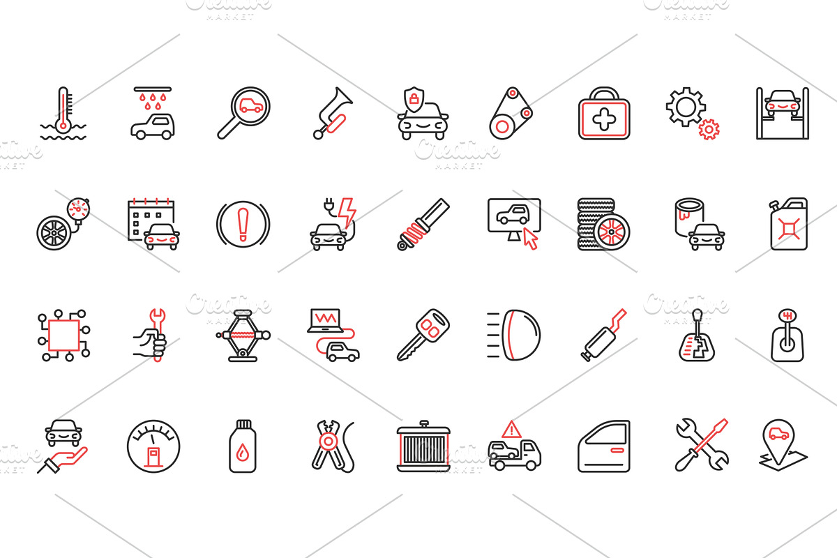 Car maintenance icons, a Technology Illustration by Lemberg Vector