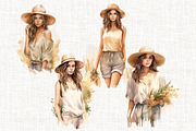 Watercolor Boho Girl Clipart, a Person Illustration by Mash Mash Stickers (Thumbnail 5 of 9)