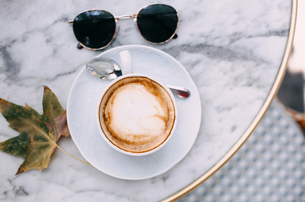 Cappuccino on a marble table