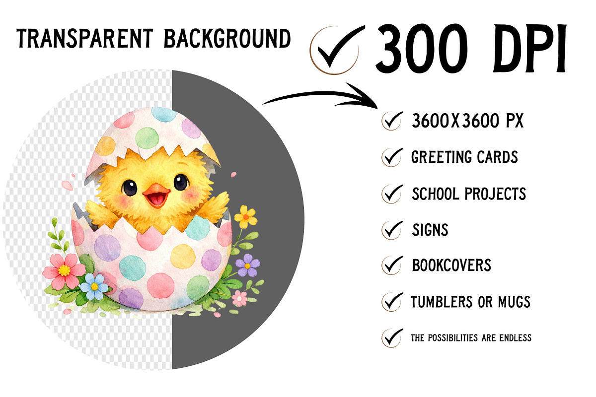 Whimsical Easter Chick Clipart, an Illustration by Craft Nest (Photo 2 of 5)