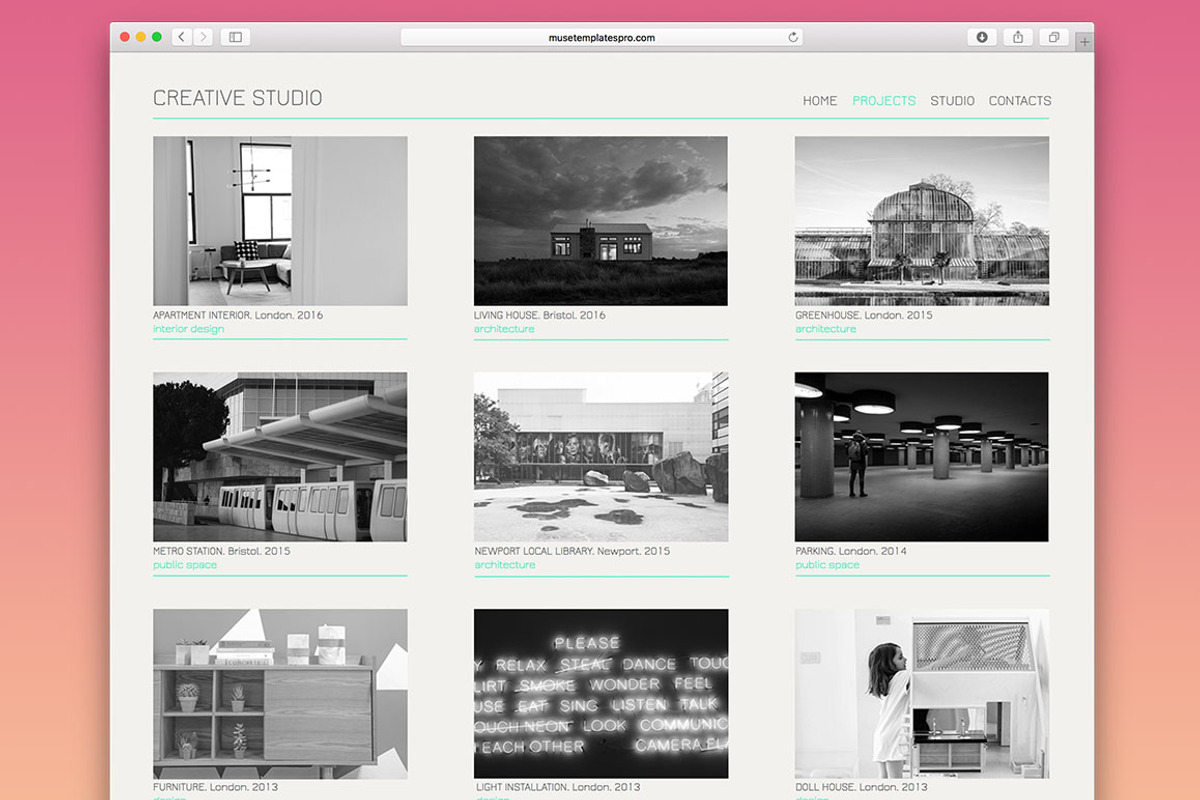 Minimal Studio Adobe Muse Template, a Websites & App Template by MuseTemplatesPro (Photo 3 of 4)