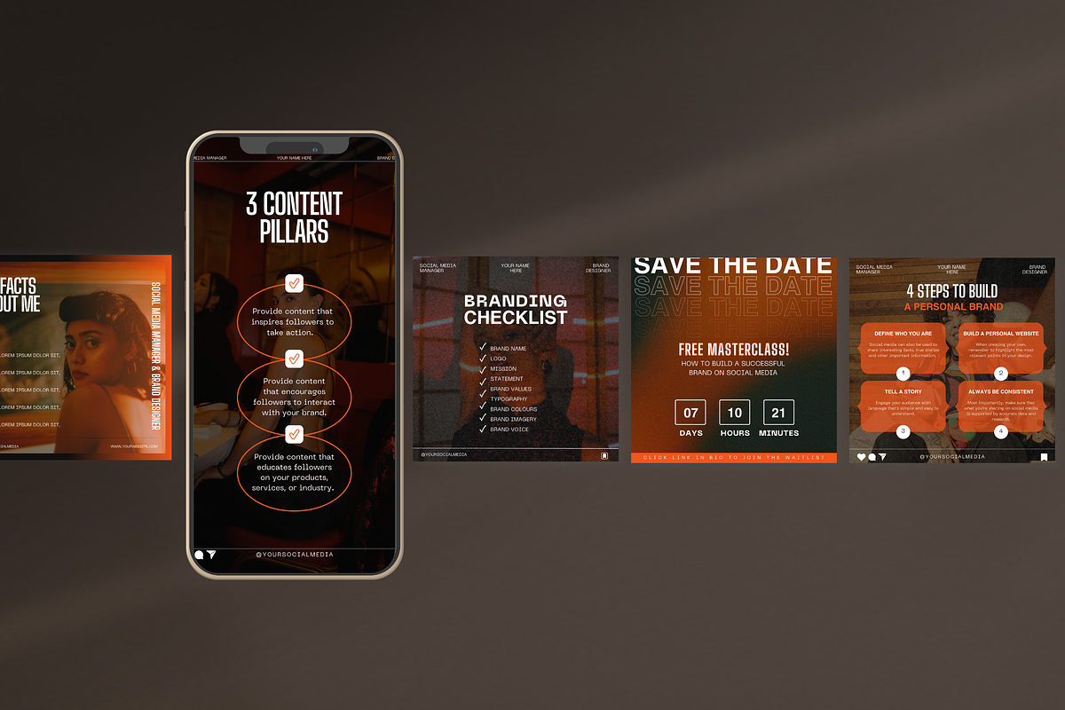 Black & Orange Social Media Template, a Social Media Template by My Template Studio (Photo 8 of 19)