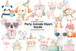 Party Animals Clipart, a Seasonal Illustration by CreationArt