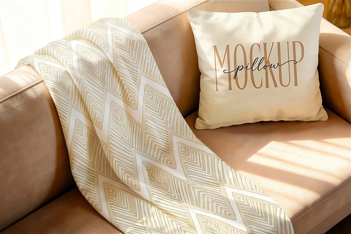 Sofa Pillow Blanket Mockup, a Product Mockup by Pitchlook.Studio (Photo 4 of 4)
