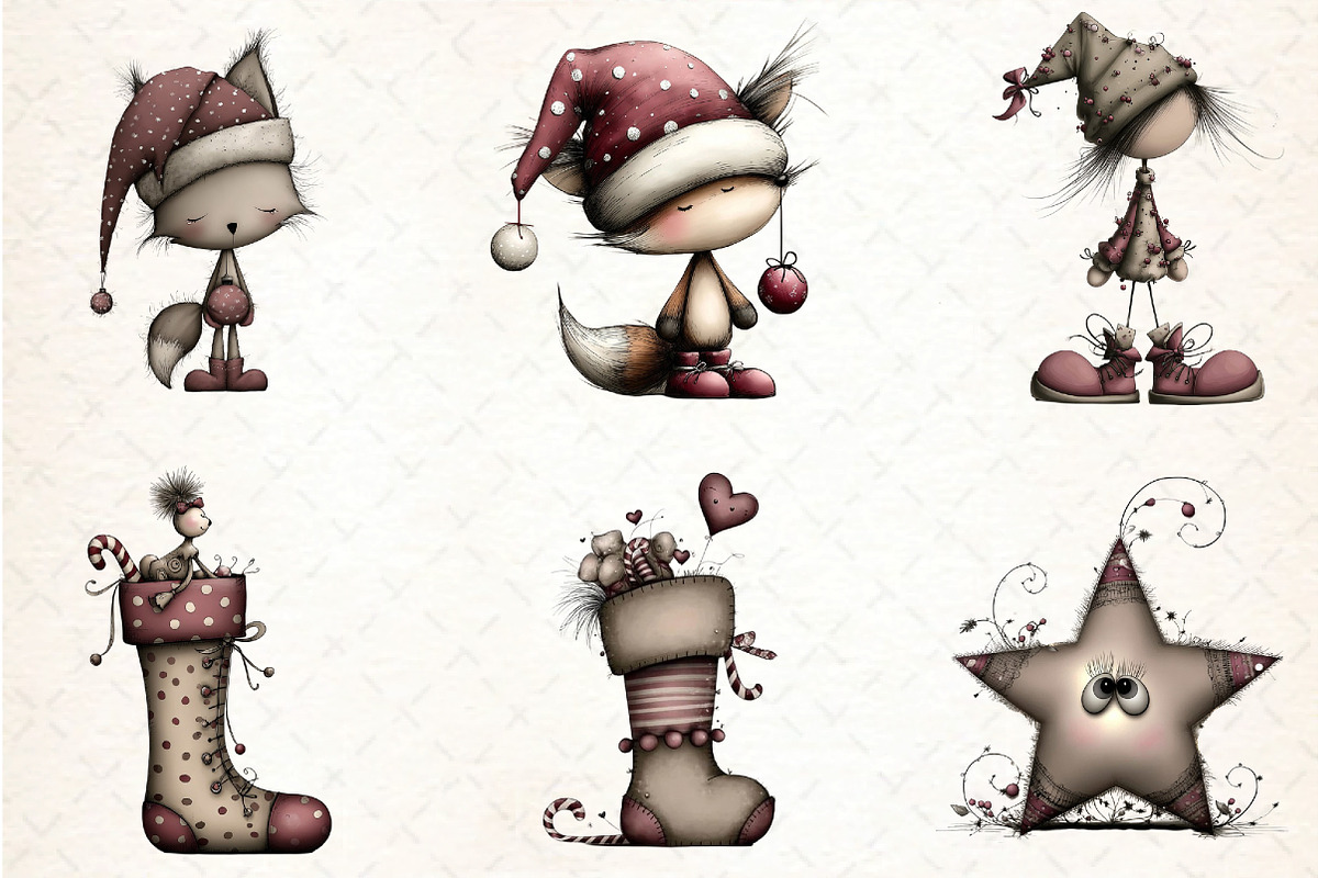 Whimsical Christmas Clipart Bundle, an Illustration by DreamCafeArt (Photo 4 of 8)