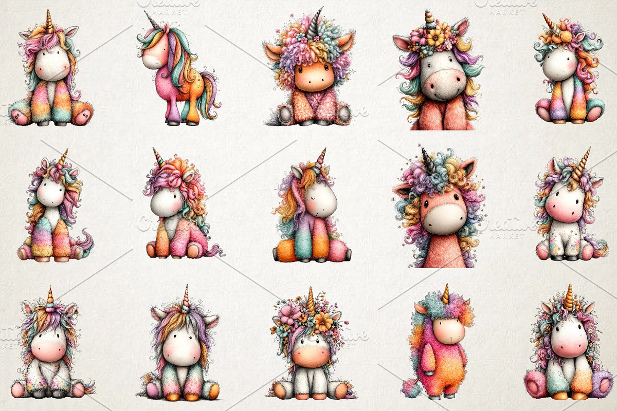 Fluffy Summer Unicorn Clipart, an Illustration by RobertsArt (Photo 4 of 5)