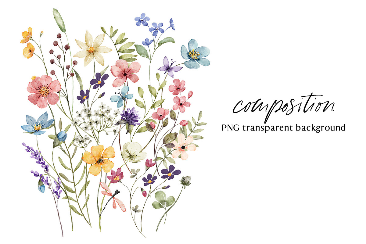 Wild flowers, butterflies, dragonfly, a Decorative Illustration by Larisa Maslova (Photo 6 of 11)