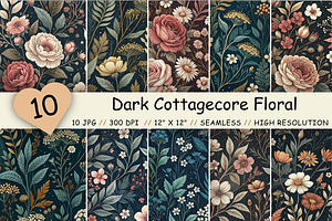 Dark Cottagecore Floral Pattern, a Pattern Graphic by FloridPrintables