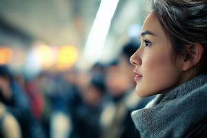 Asian woman in a coat looks, a Person Photo by MistyDay