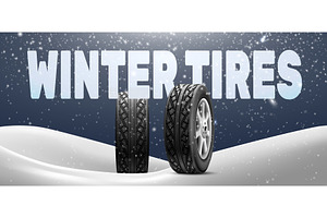 Winter tires. Realistic studded tire, a Transportation Illustration by Stock-Smart-Start