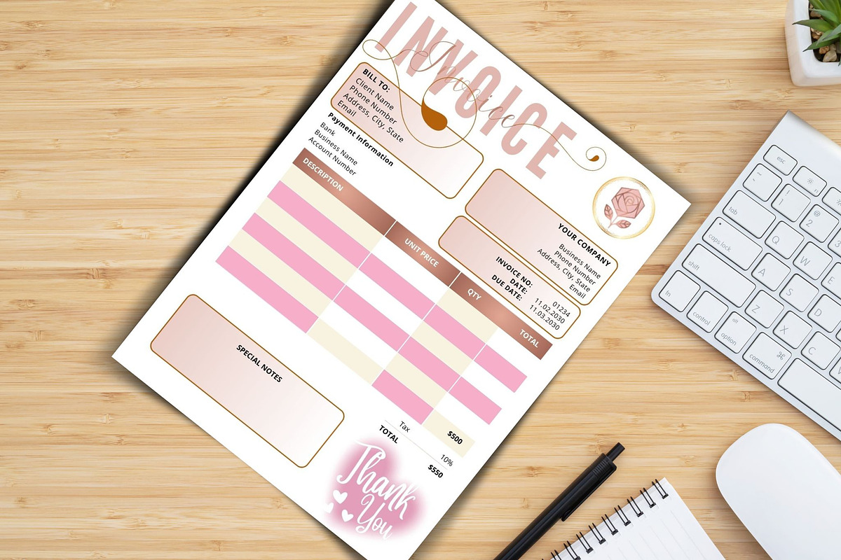 Editable Invoice Template Canva, a Templates & Theme by iloveTemplate (Photo 3 of 4)
